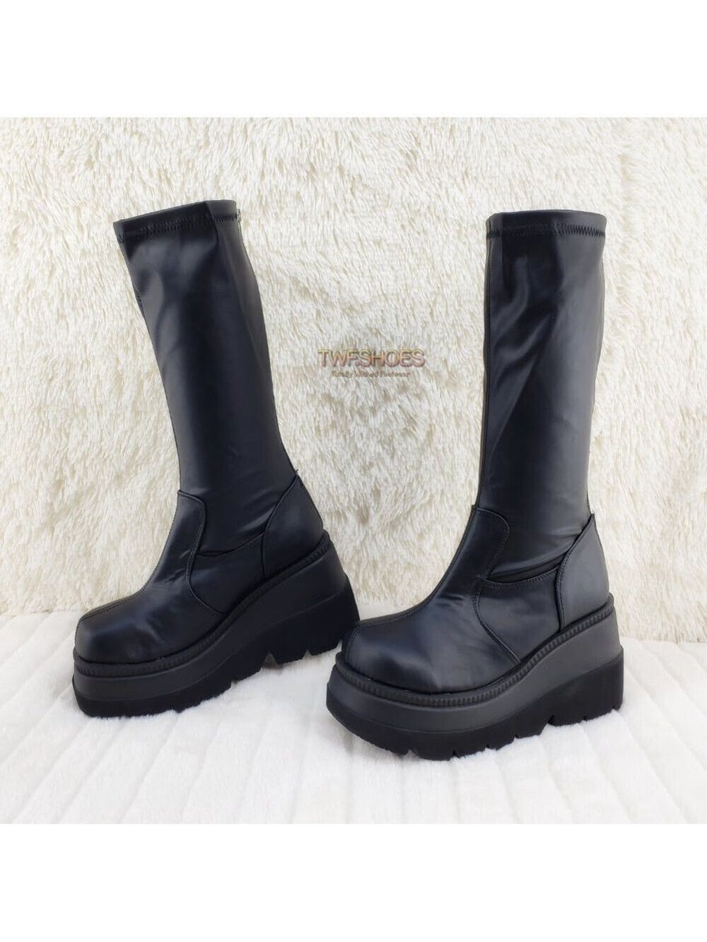 Goth Rave Platform Knee Boot Stretch Shaker 65 - Picture 10 of 10